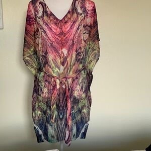 Colorful V-Neck Tunic Dress / Coverup